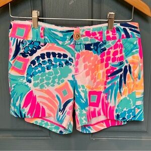 Lilly Pulitzer Pink Teal Blue Palm Print Women's Shorts